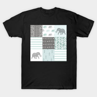 Elephant Patchwork- jade T-Shirt